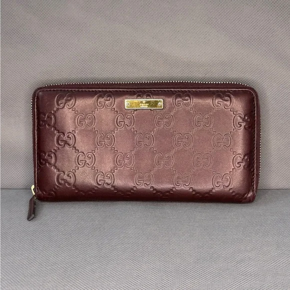Gucci Bordeaux Guccissima Leather Zip-Around Wallet — Full Inclusion - Picture 3 of 9